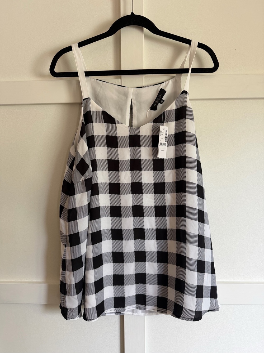 Michel Studio Black & White Gingham Spaghetti Strap Camisole